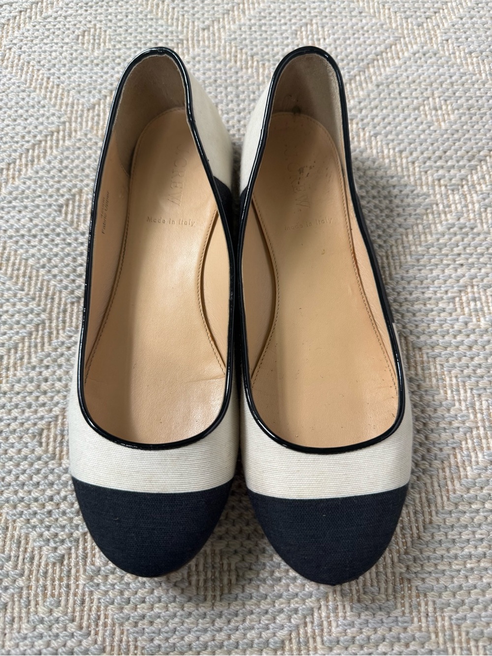 J. Crew Two-Tone Canvas Ballet Flats in Black and White